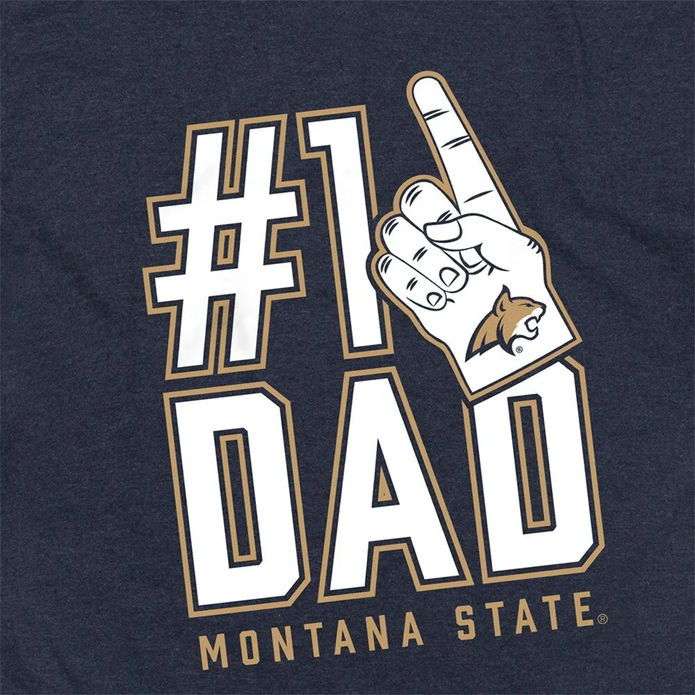 Montana State University Bobcats 1 Dad Unisex Adult Heathered Premium T Shirt, Navy sold by Zulily