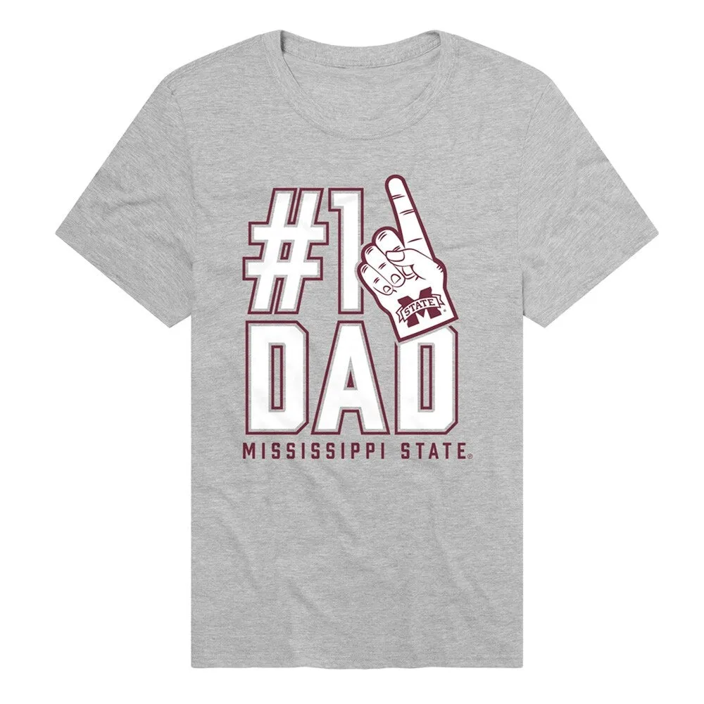 Mississippi State University Bulldogs 1 Dad Unisex Adult Heathered Premium T Shirt, Athletic Heather sold by Zulily