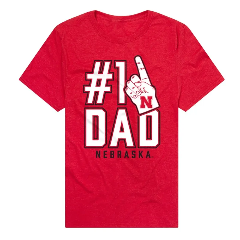 University Of Nebraska Huskers 1 Dad Unisex Adult Heathered Premium T Shirt, Red sold by Zulily