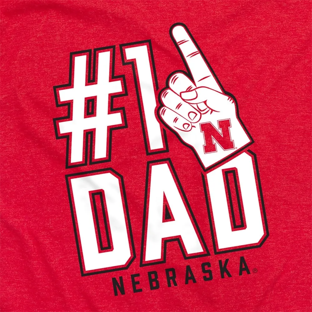 University Of Nebraska Huskers 1 Dad Unisex Adult Heathered Premium T Shirt, Red sold by Zulily product image thumbnail 4