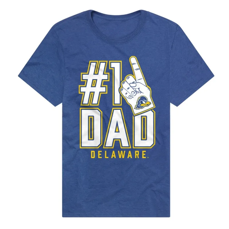 University Of Delaware Blue Hens 1 Dad Unisex Adult Heathered Premium T Shirt, Royal sold by Zulily