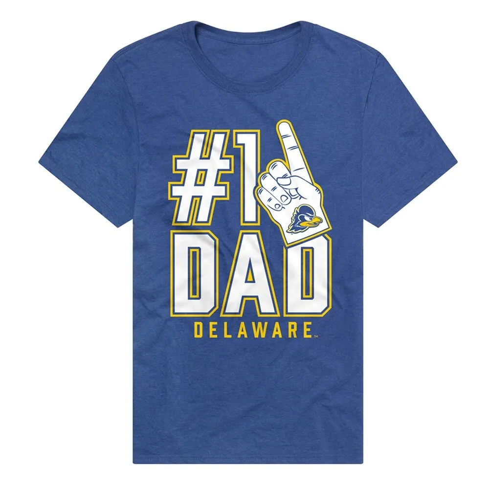 University Of Delaware Blue Hens 1 Dad Unisex Adult Heathered Premium T Shirt, Royal sold by Zulily