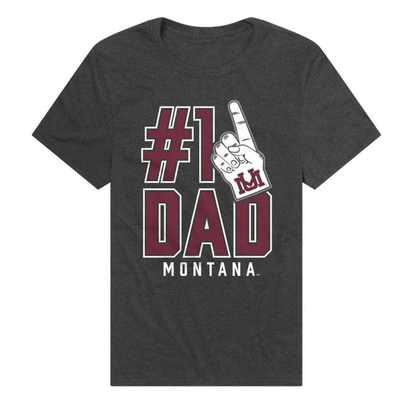 University Of Montana Grizzlies 1 Dad Unisex Adult Heathered Premium T Shirt, Charcoal sold by Zulily