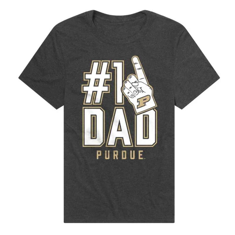 Purdue University Boilermakers 1 Dad Unisex Adult Heathered Premium T Shirt, Charcoal sold by Zulily