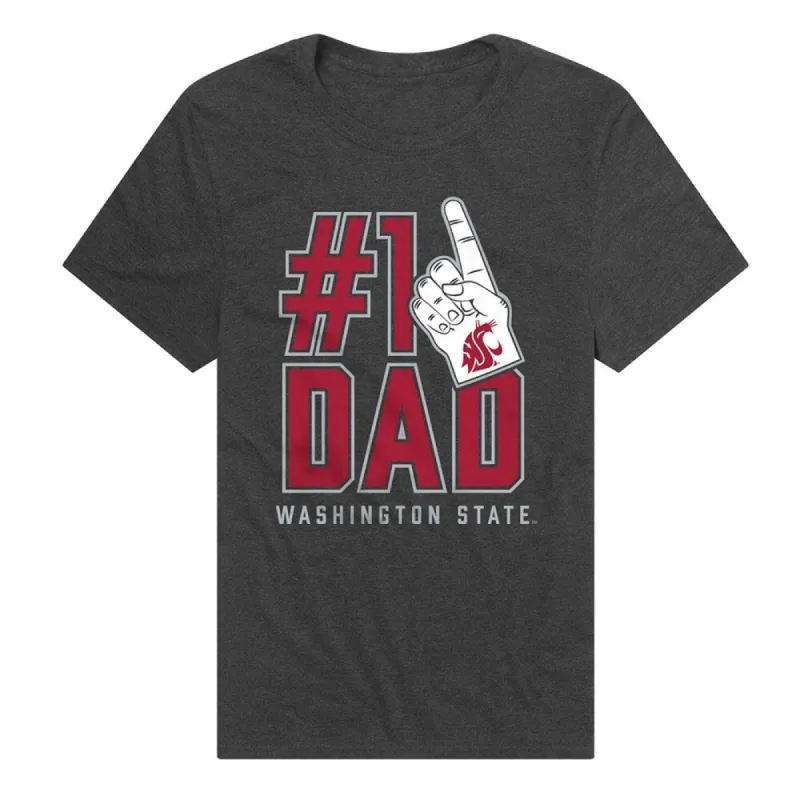 Washington State University Cougars 1 Dad Unisex Adult Heathered Premium T Shirt, Charcoal sold by Zulily