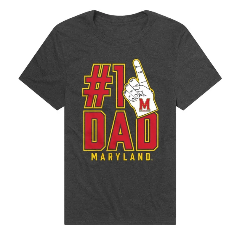 University Of Maryland Terrapins 1 Dad Unisex Adult Heathered Premium T Shirt, Charcoal sold by Zulily