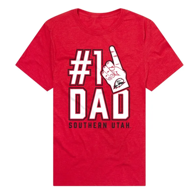 Southern Utah University Thunderbirds 1 Dad Unisex Adult Heathered Premium T Shirt, Red sold by Zulily