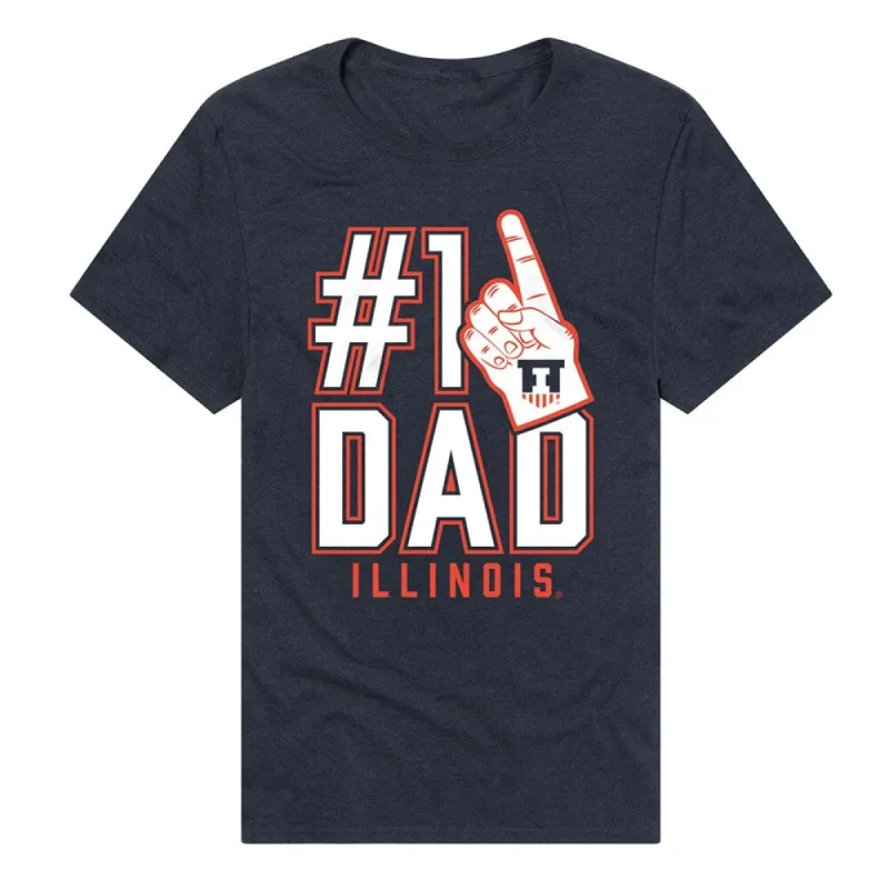 University Of Illinois Fighting Illini 1 Dad Unisex Adult Heathered Premium T Shirt, Navy sold by Zulily