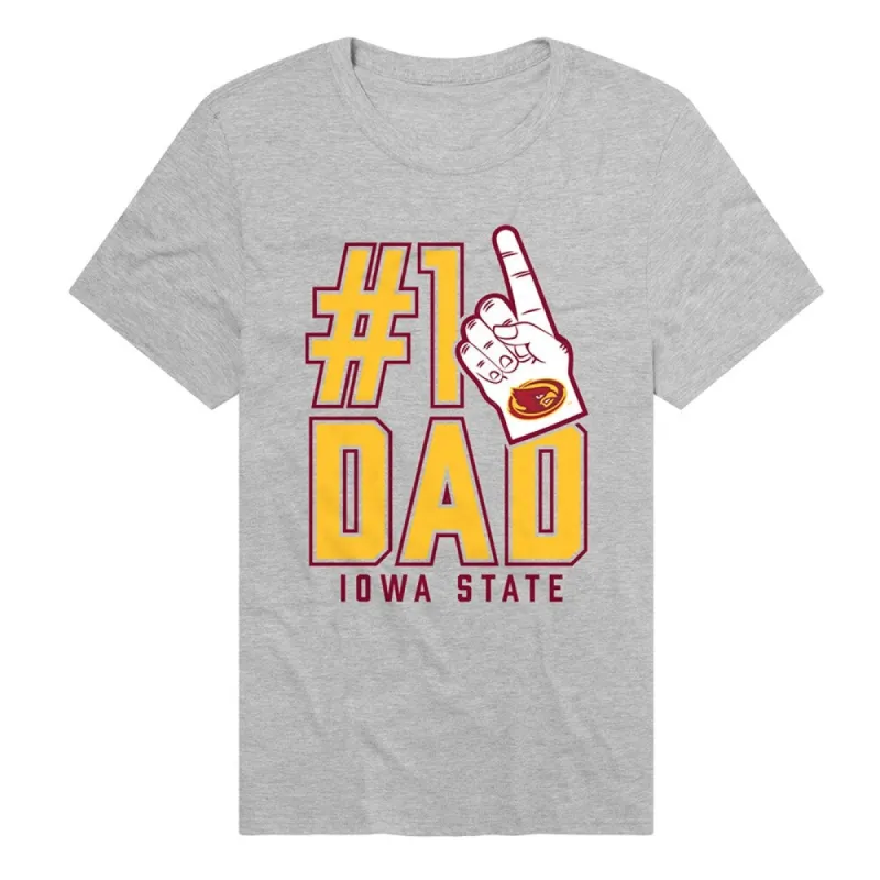 Iowa State University Tigers 1 Dad Unisex Adult Heathered Premium T Shirt, Athletic Heather made by Zulily