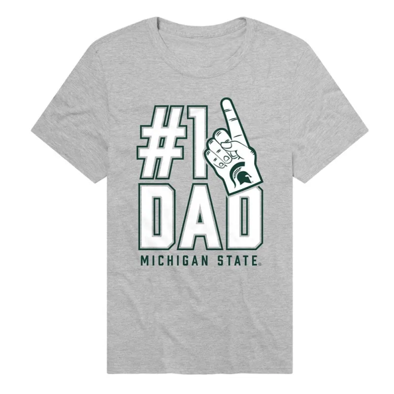 Michigan State University Spartans 1 Dad Unisex Adult Heathered Premium T Shirt, Athletic Heather sold by Zulily