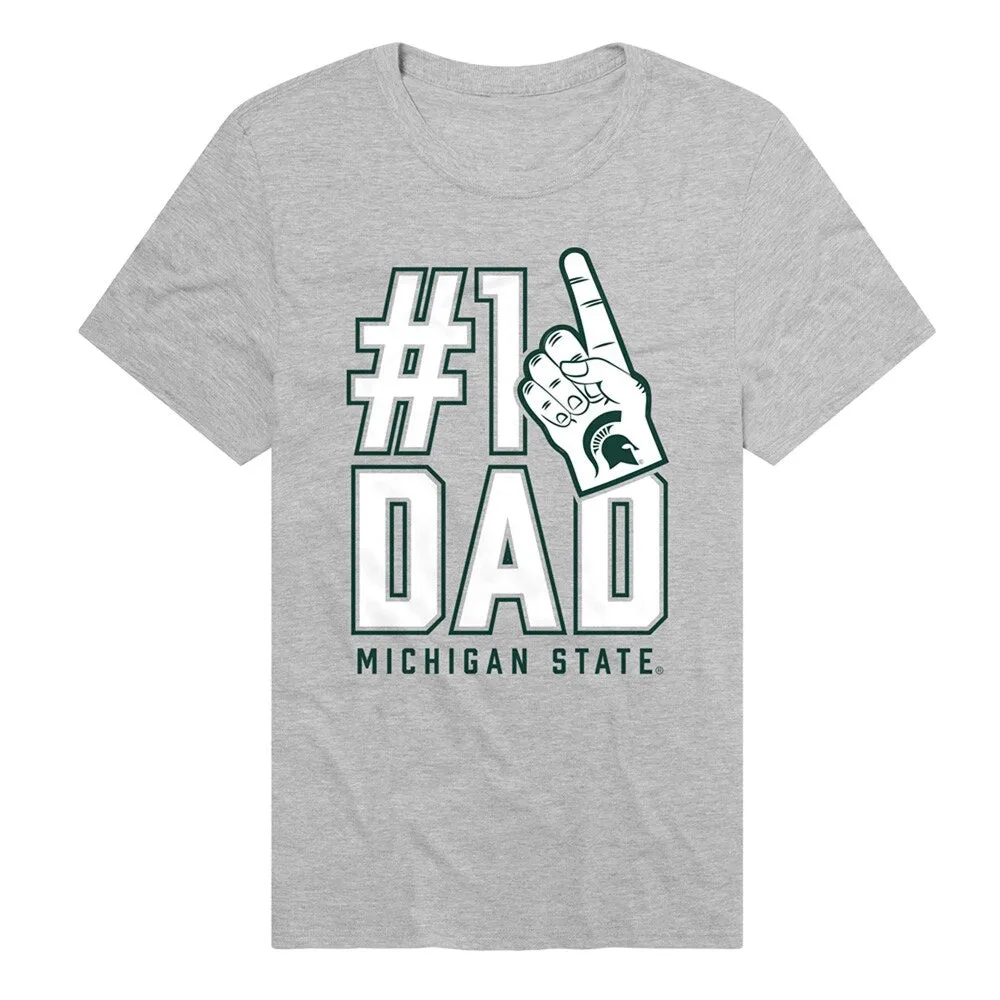 Michigan State University Spartans 1 Dad Unisex Adult Heathered Premium T Shirt, Athletic Heather sold by Zulily