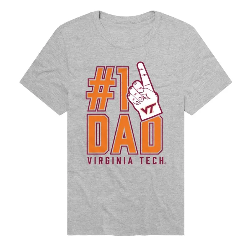 Virginia Tech Hokies 1 Dad Unisex Adult Heathered Premium T Shirt, Athletic Heather sold by Zulily
