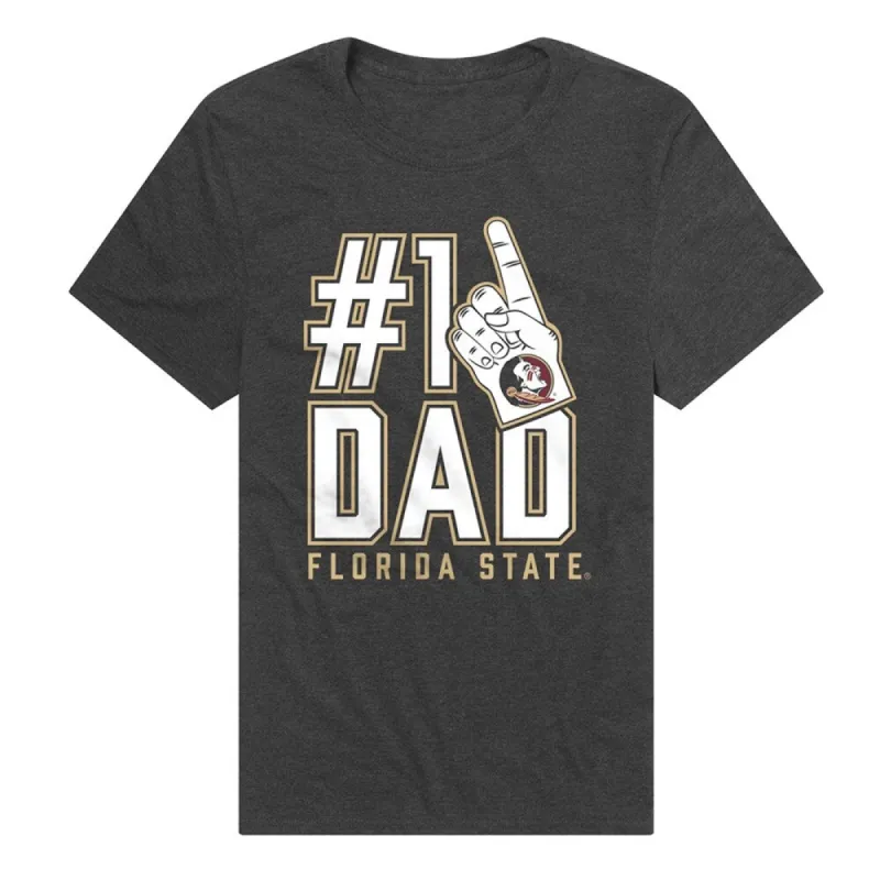 Florida State University Seminoles 1 Dad Unisex Adult Heathered Premium T Shirt, Charcoal sold by Zulily