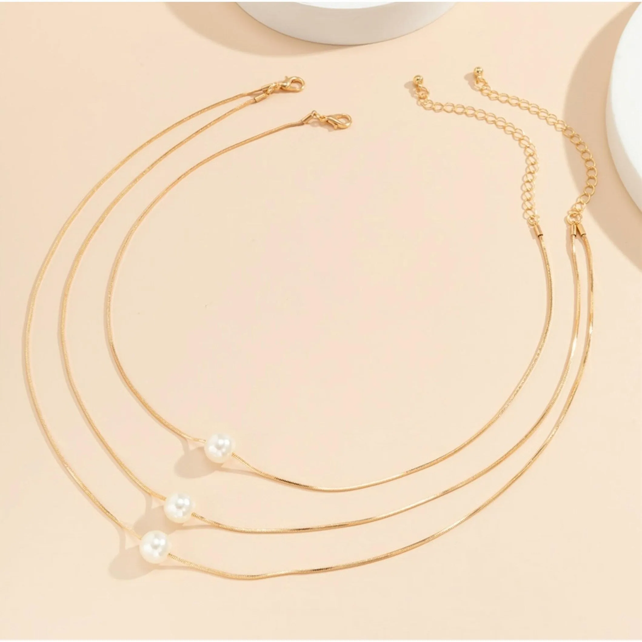Goldtone Imitation Pearl Triple Layered Necklace - Gold sold by Zulily product image thumbnail 3