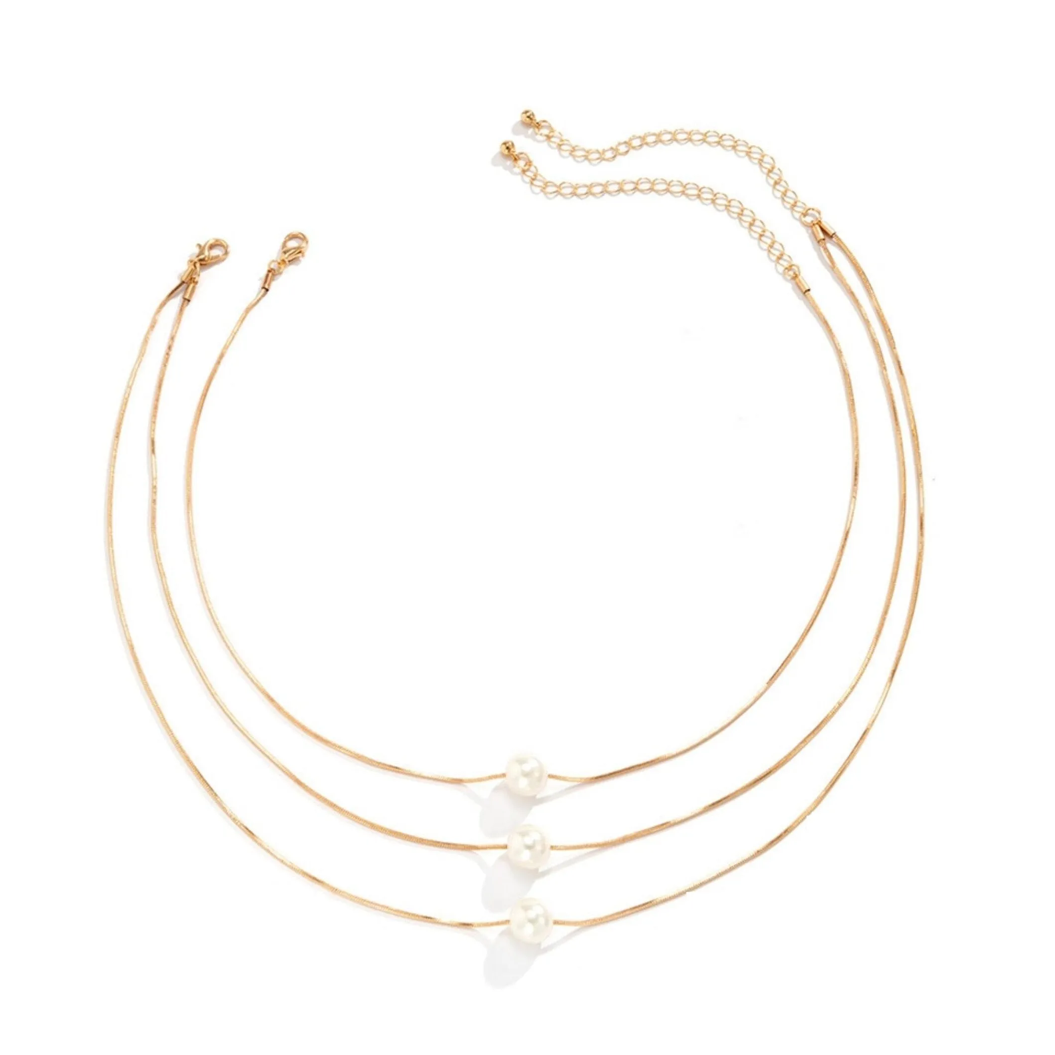 Goldtone Imitation Pearl Triple Layered Necklace - Gold sold by Zulily product image thumbnail 2