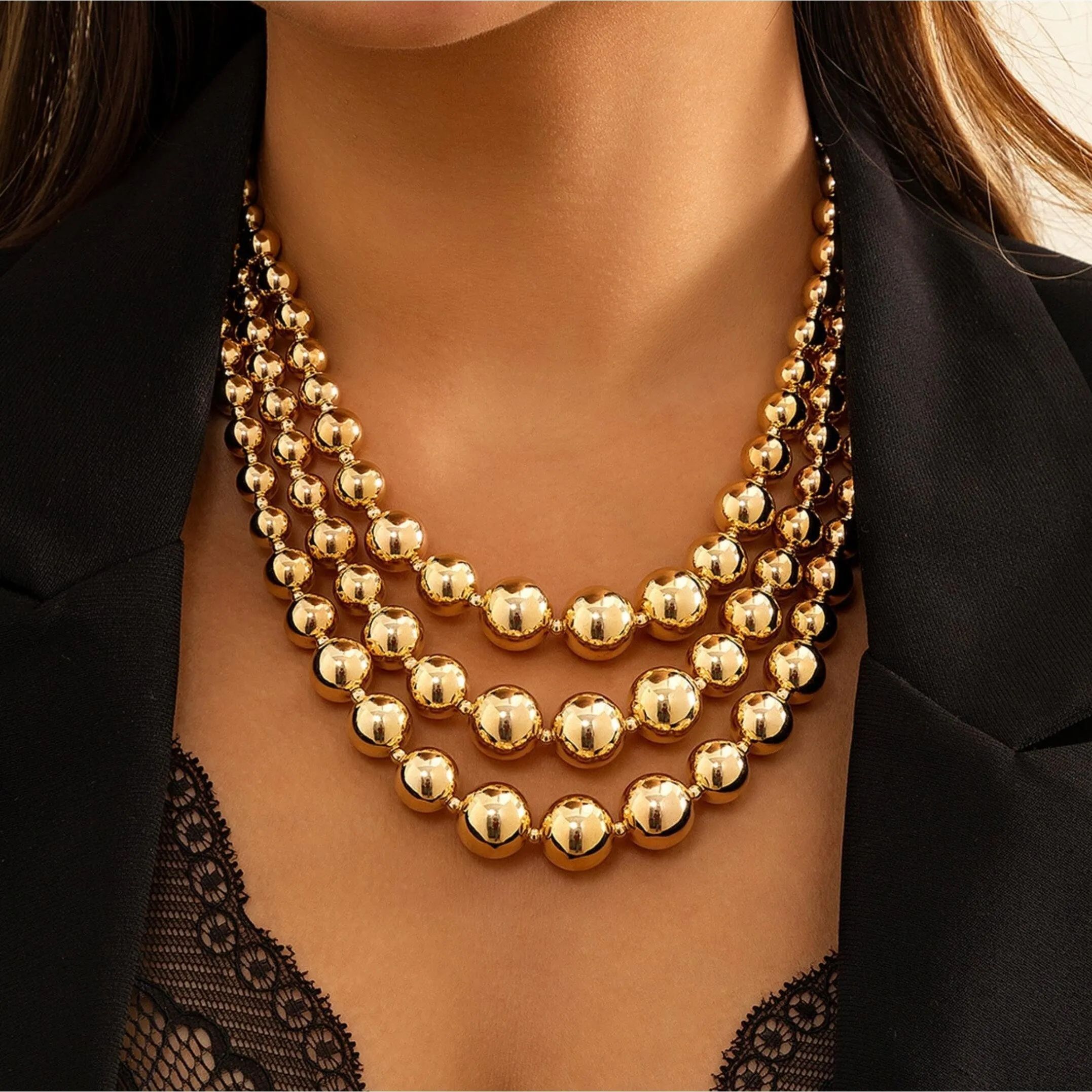 Gold Ball, Gold, Graduated, Layered, Necklace sold by Zulily