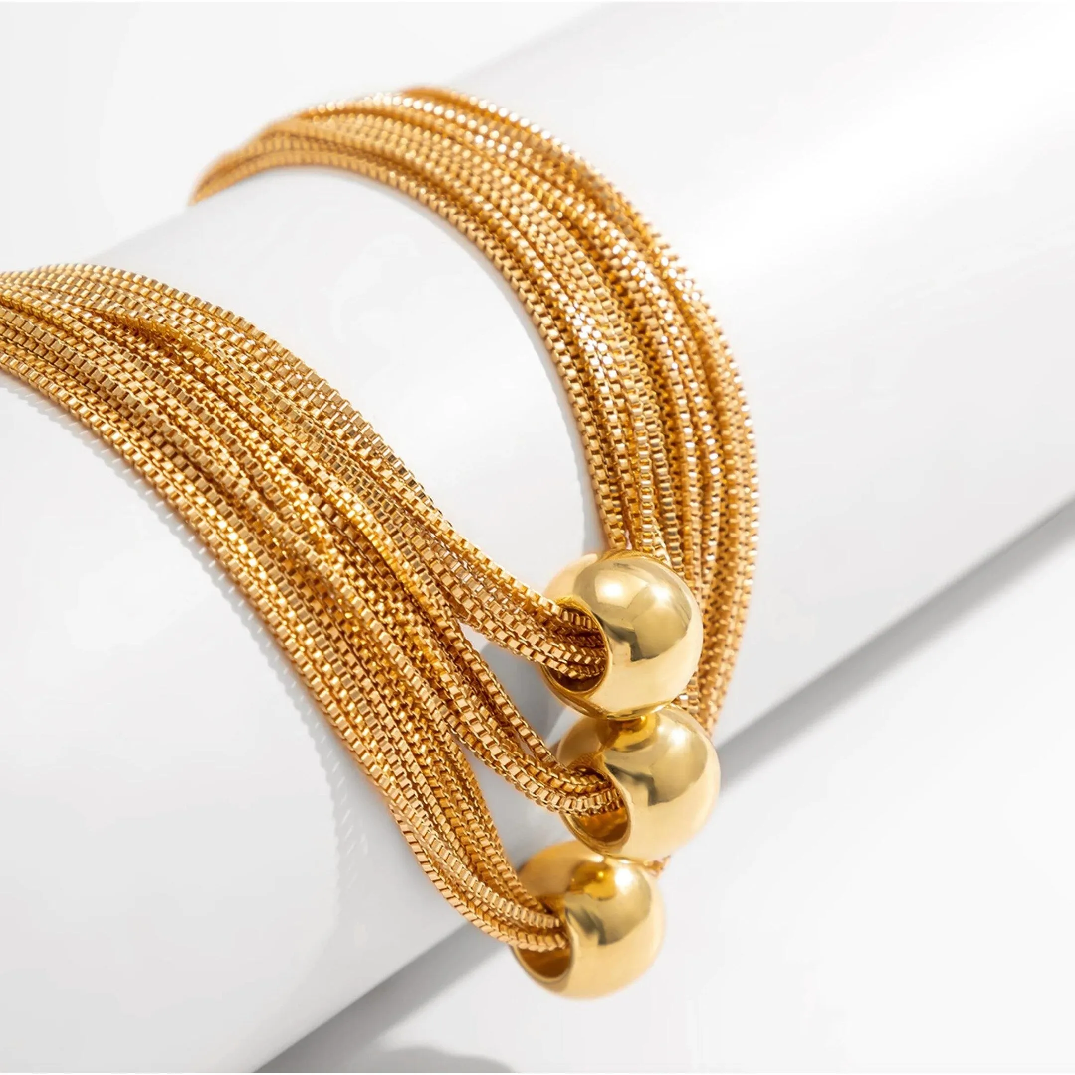 Gold Multi Chain Layered Ball Necklace sold by Zulily product image thumbnail 3