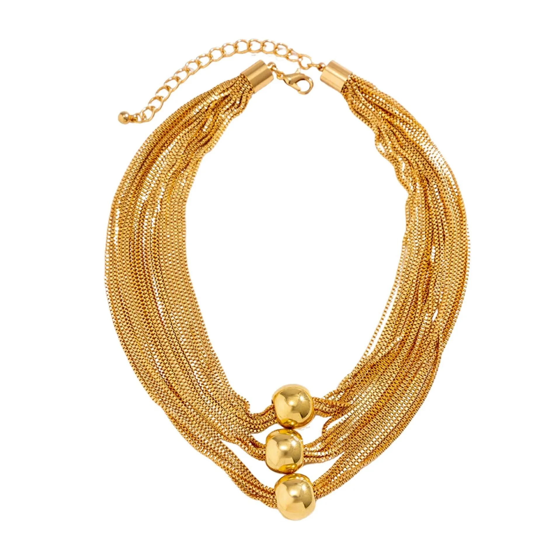 Gold Multi Chain Layered Ball Necklace sold by Zulily product image thumbnail 2
