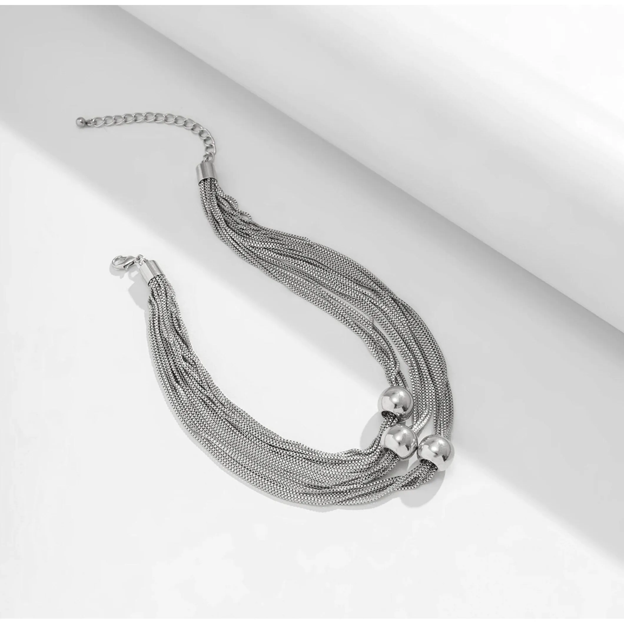 Silver 'Multi Chain Layered Ball Necklace sold by Zulily product image thumbnail 4
