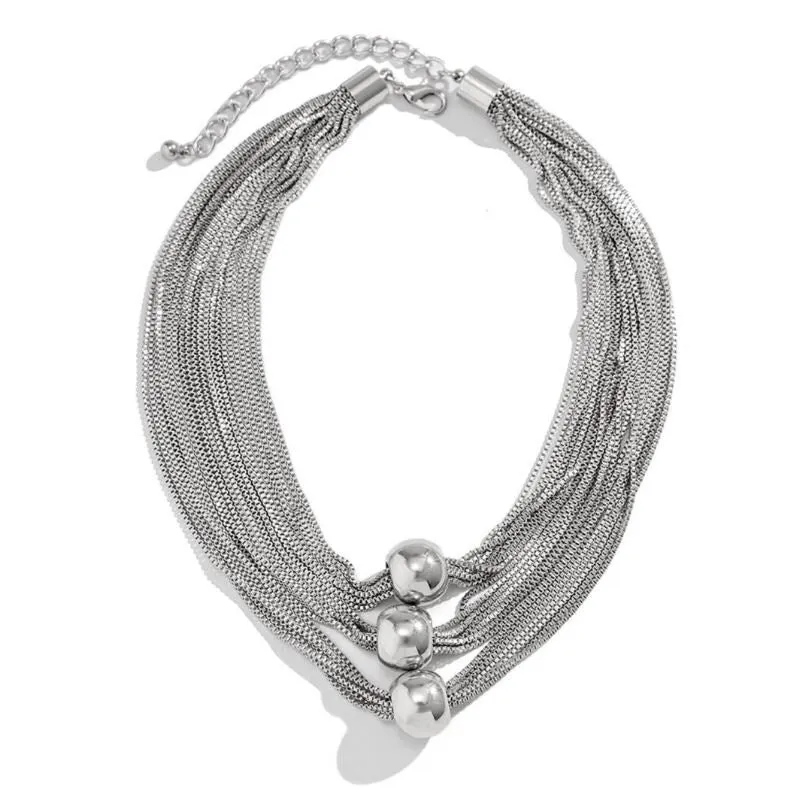 Silver 'Multi Chain Layered Ball Necklace sold by Zulily product image thumbnail 2