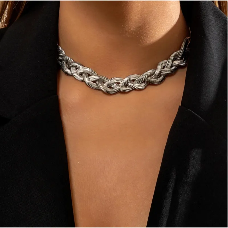 Silvertone Braided Herringbone Choker Necklace - Gold sold by Zulily