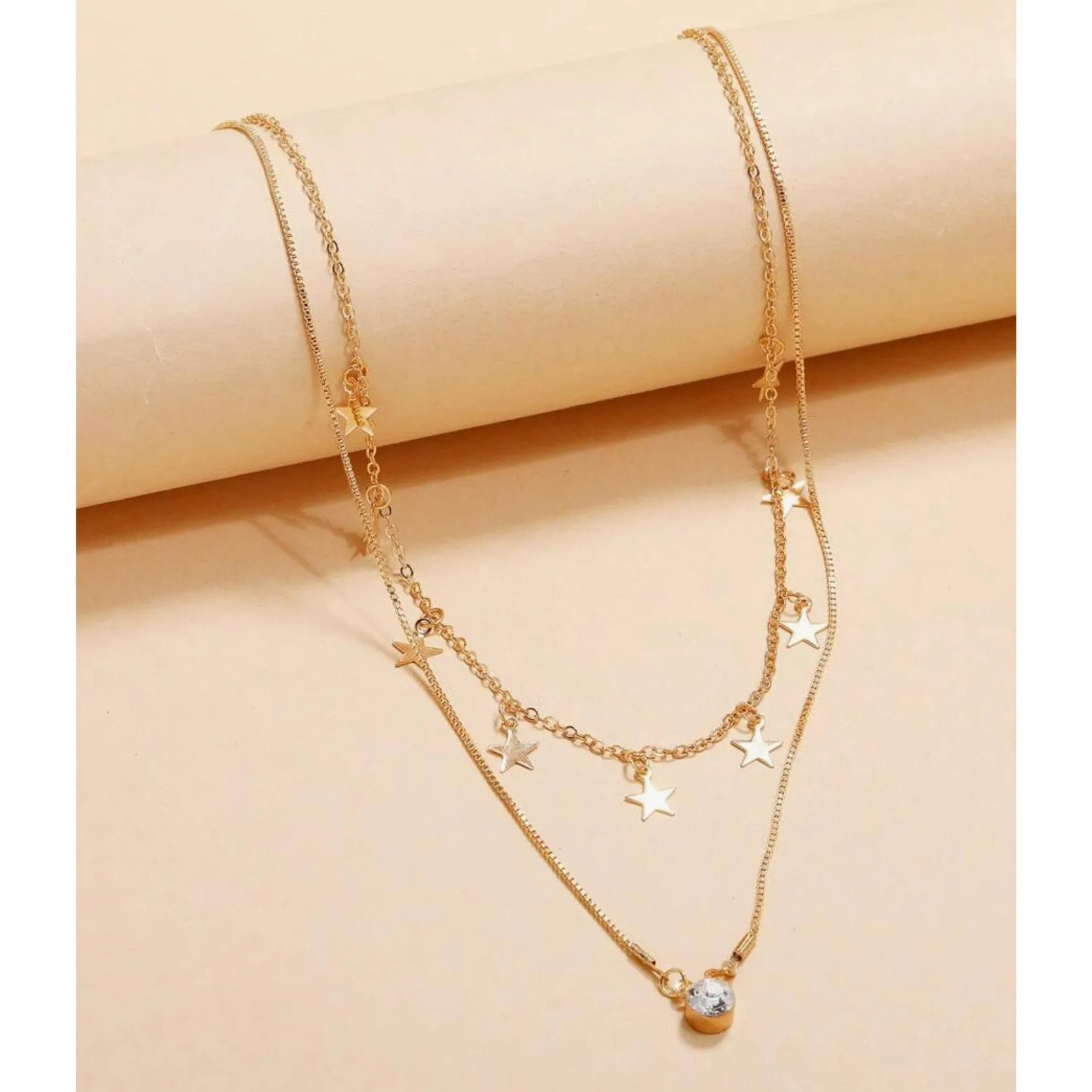 Goldtone Star Solitaire Crystal Layered Necklace - Gold sold by Zulily product image thumbnail 4