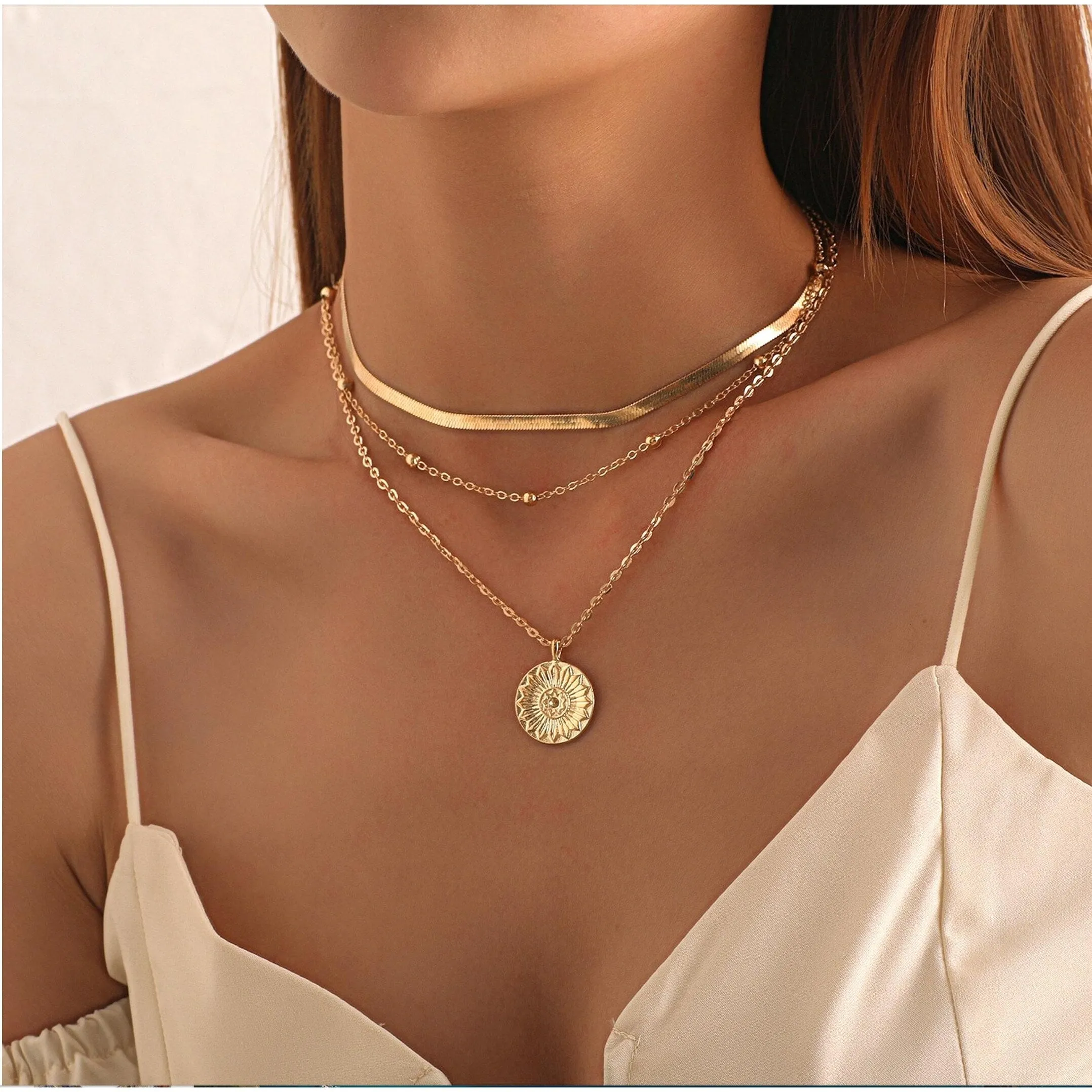 Goldtone Sunflower Layered Pendant Necklace - Gold sold by Zulily
