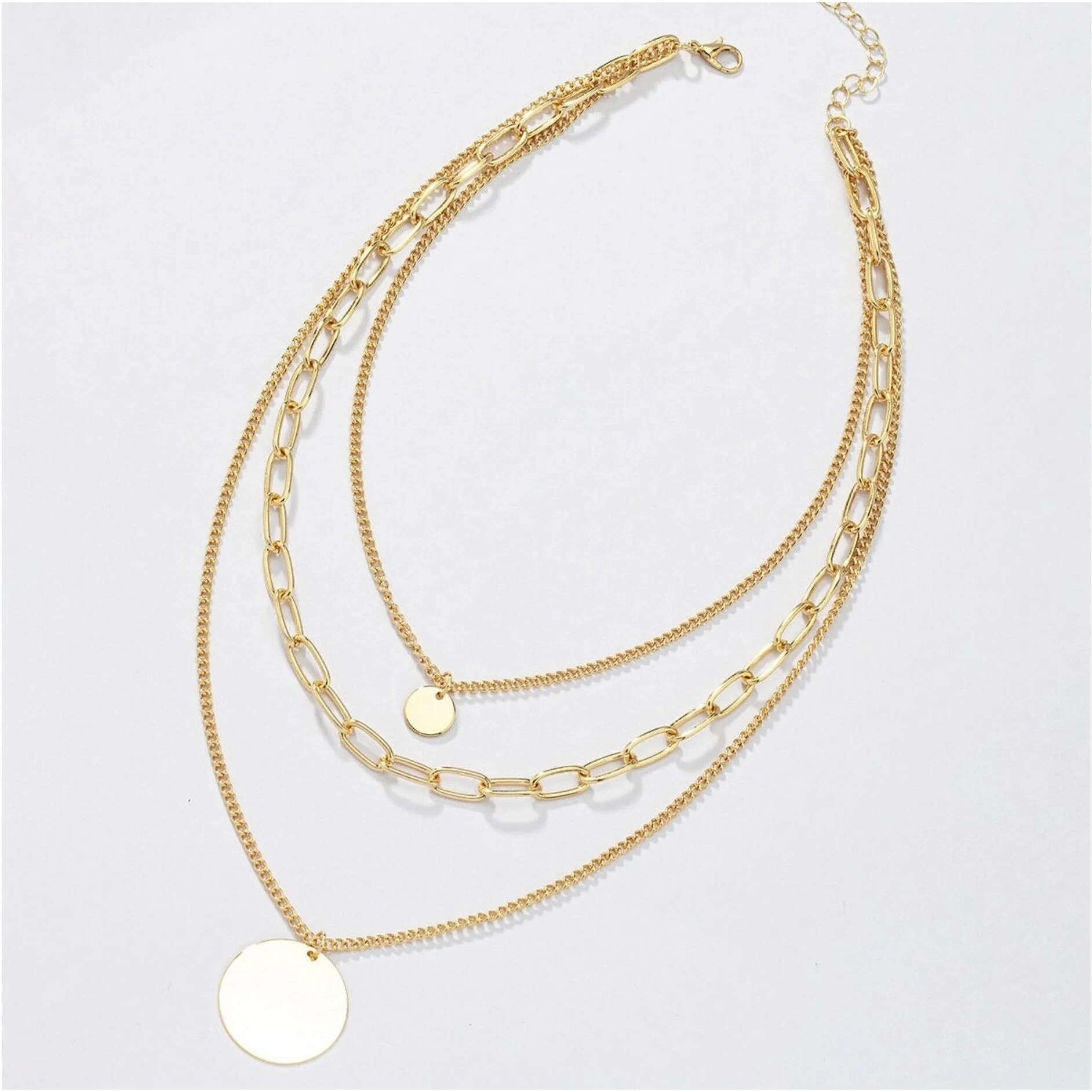 Goldtone Circular Layered Necklace - Gold sold by Zulily product image thumbnail 3