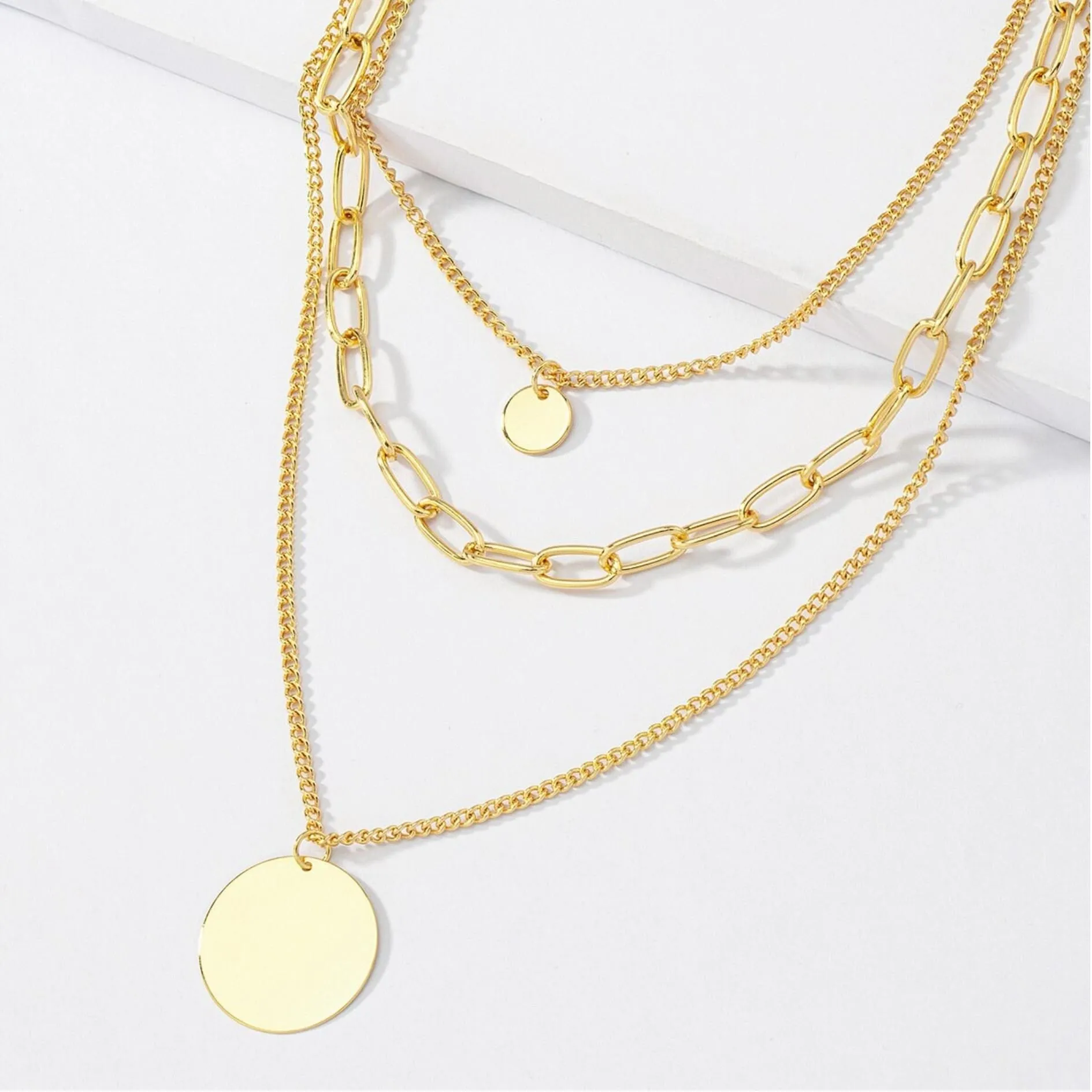 Goldtone Circular Layered Necklace - Gold sold by Zulily product image thumbnail 2