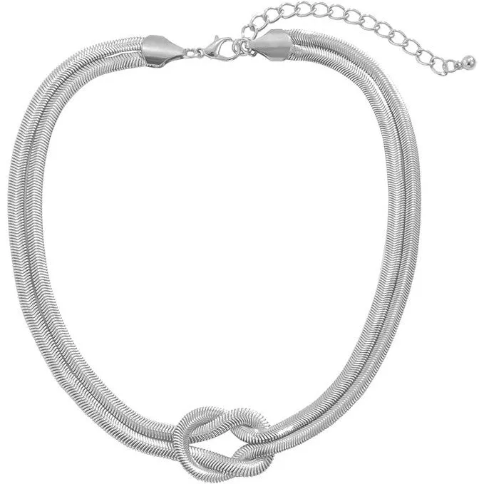 Silvertone Slip-knot Herringbone Chain Necklace - Gold sold by Zulily product image thumbnail 2