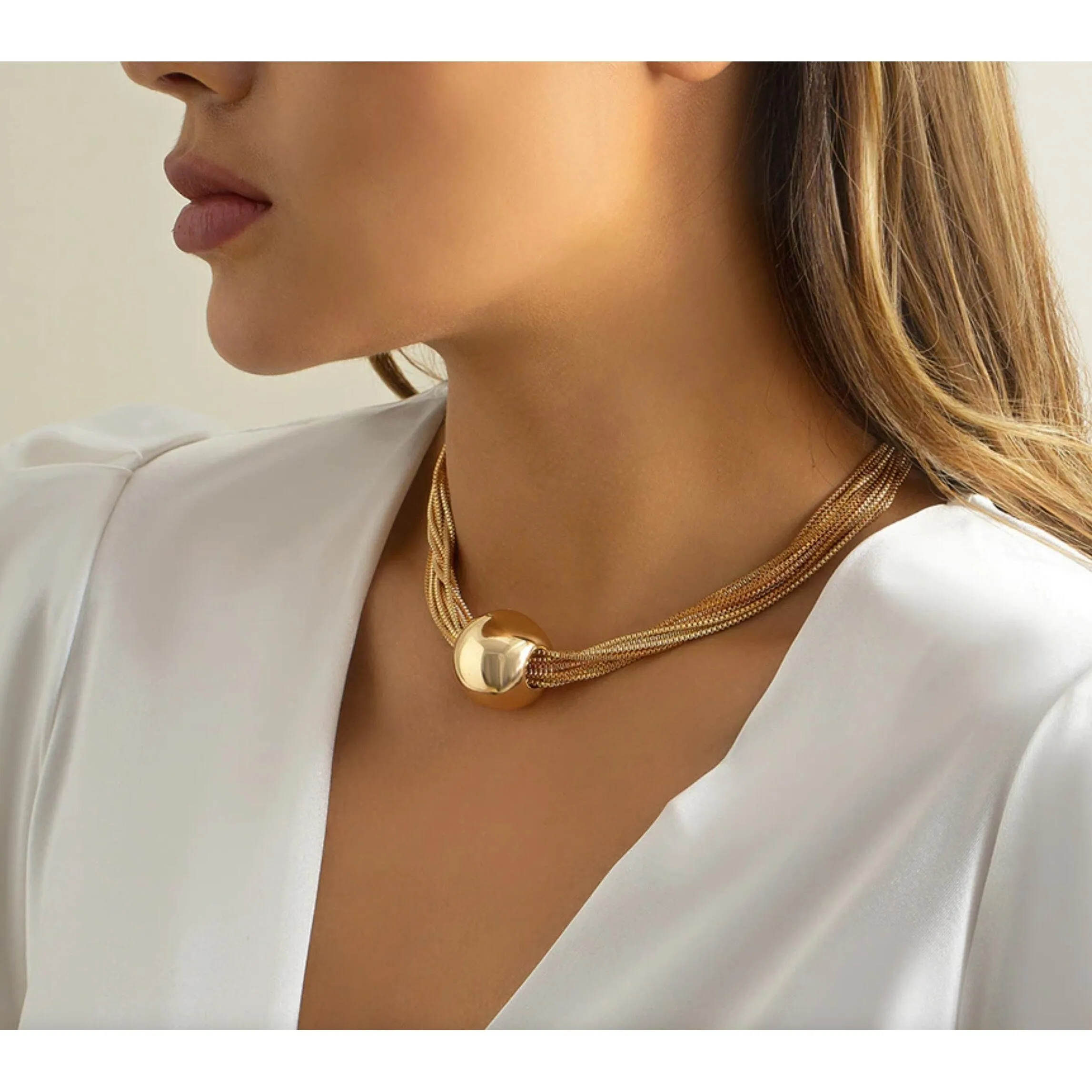 Goldtone Multichain And Bal Necklace - Gold sold by Zulily product image thumbnail 3