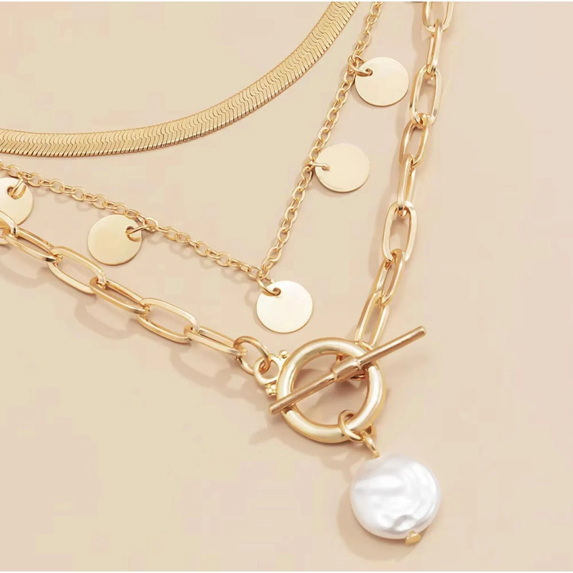 Imitation Pearl Goldtone Layered Necklace - Gold sold by Zulily product image thumbnail 3