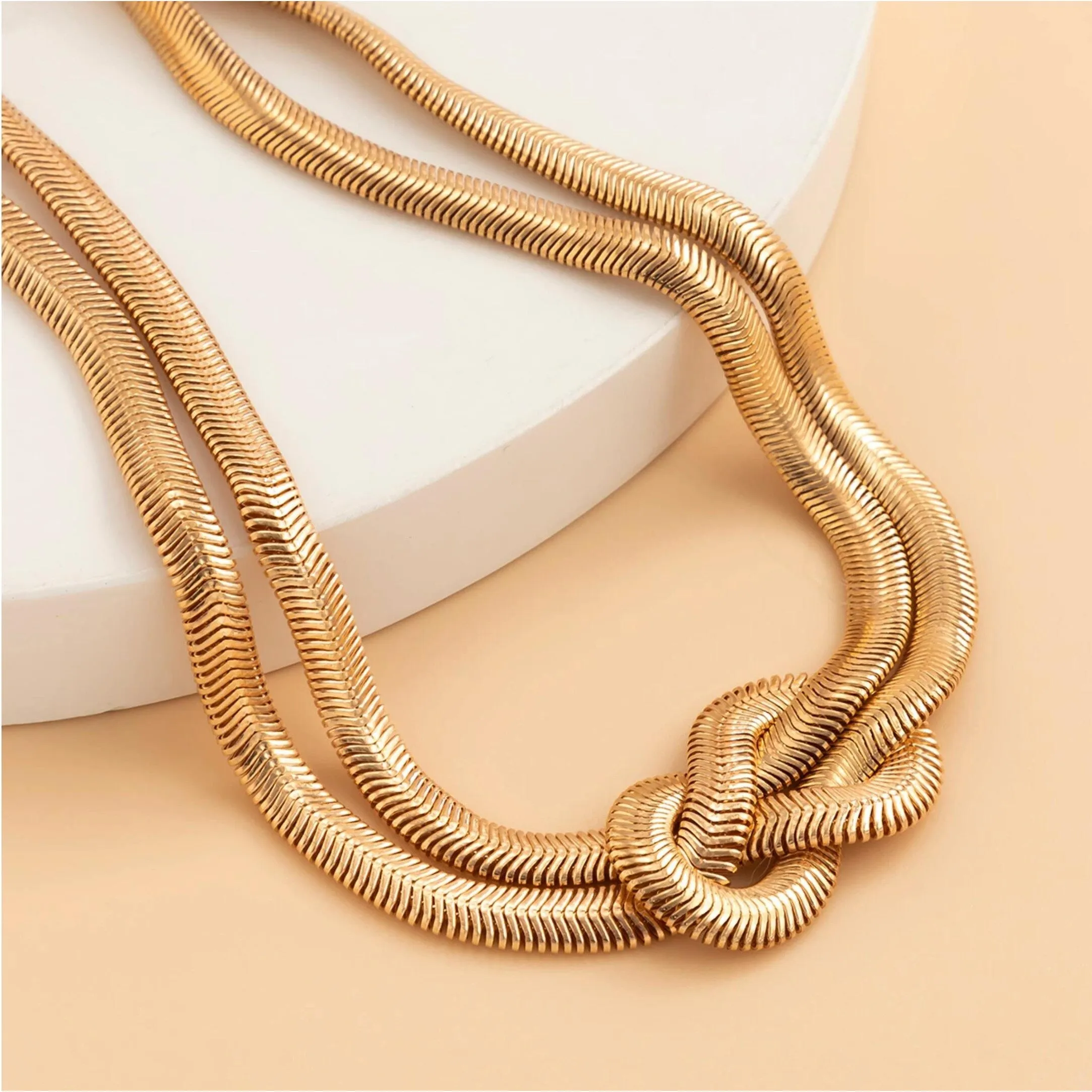 Goldtone Slip Knot Herringbone Necklace - Gold sold by Zulily product image thumbnail 4