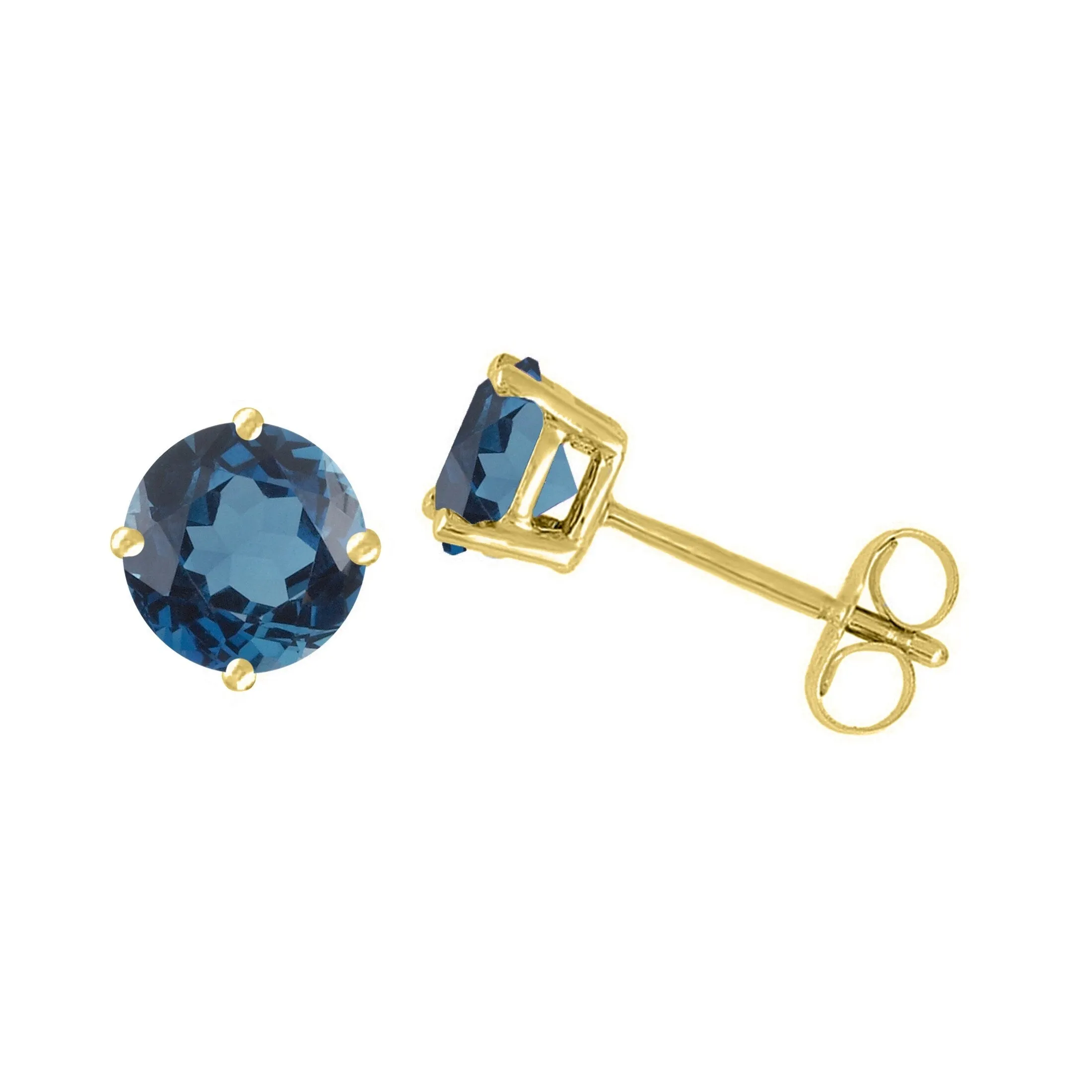 Gold over Sterling Silver with Natural London Blue Topaz Stud Earring sold by Zulily