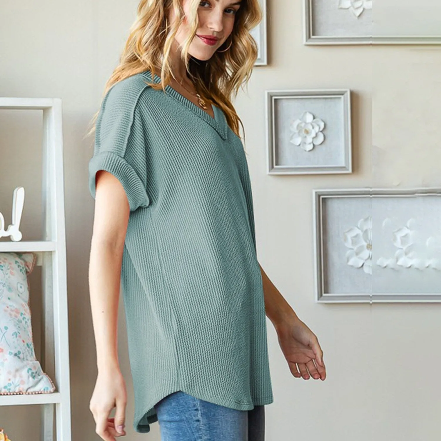 Green V-Neck Short-Sleeve T-Shirt sold by Zulily product image thumbnail 3