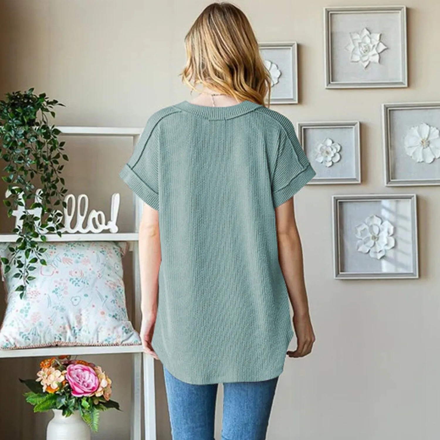 Green V-Neck Short-Sleeve T-Shirt sold by Zulily product image thumbnail 2
