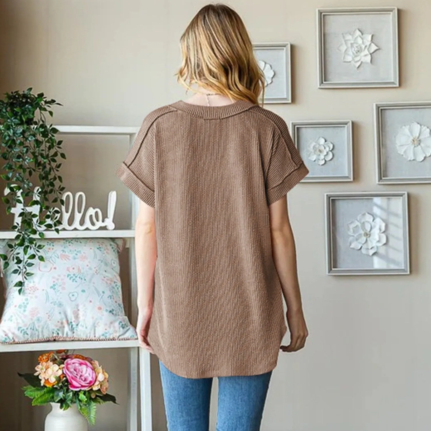 Camel V-Neck Short-Sleeve T-Shirt sold by Zulily product image thumbnail 2
