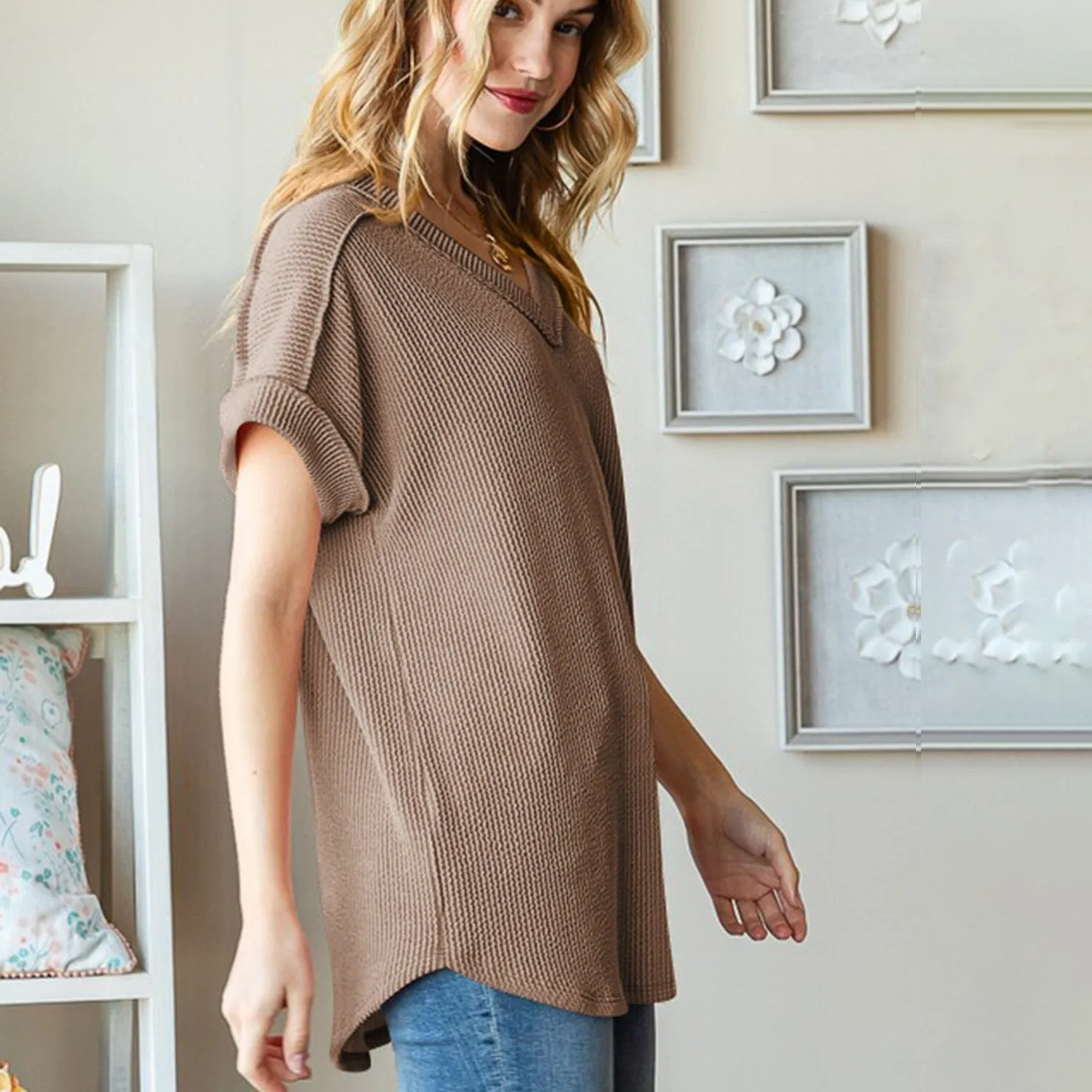 Camel V-Neck Short-Sleeve T-Shirt sold by Zulily product image thumbnail 3