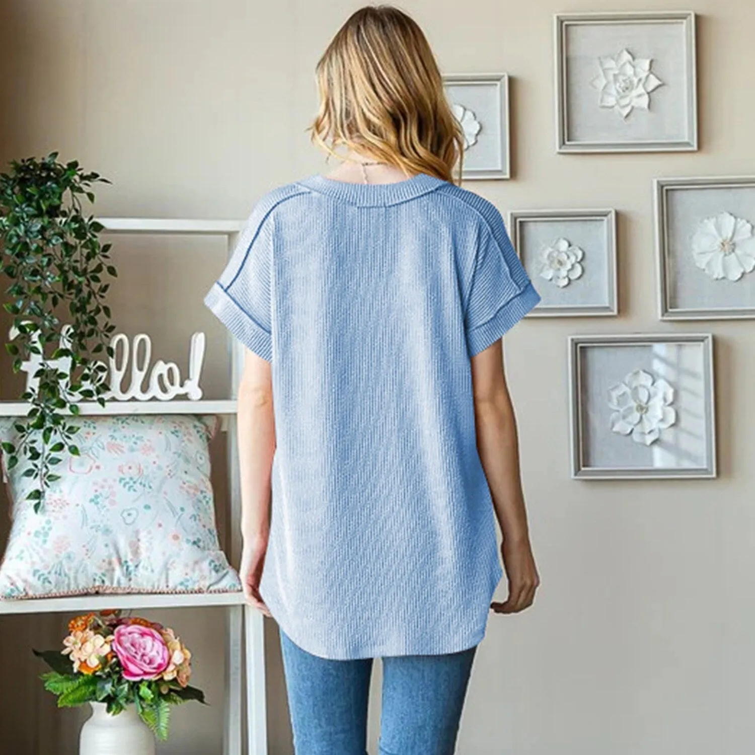 Light Blue V-Neck Short-Sleeve T-Shirt sold by Zulily product image thumbnail 2