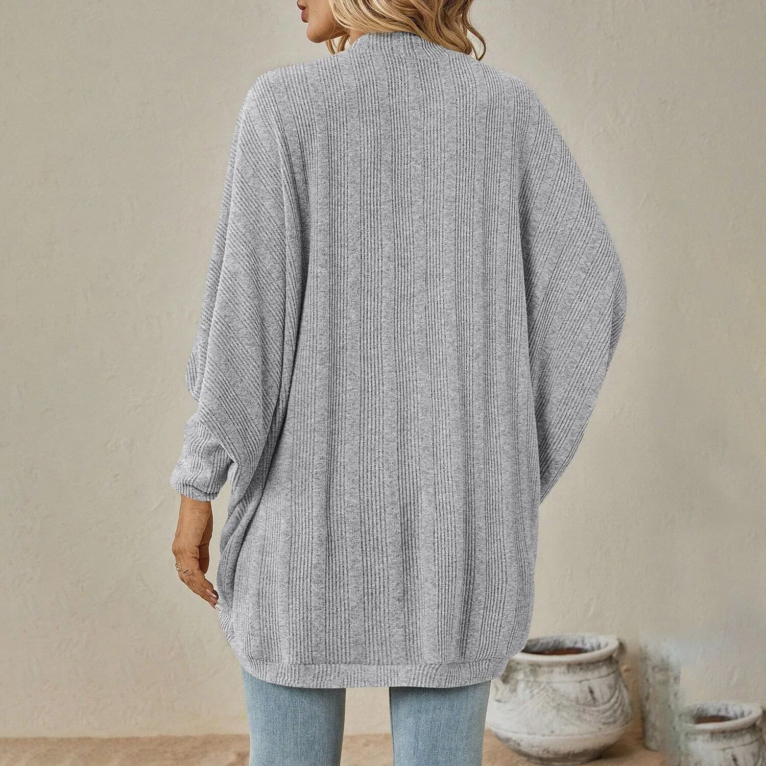 Light Grey Dolman Sleeve Cardigan sold by Zulily product image thumbnail 2