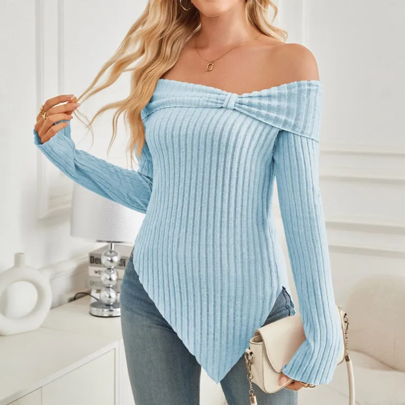 Light Blue Off-shoulder Asymmetrical-Hem T-Shirt sold by Zulily