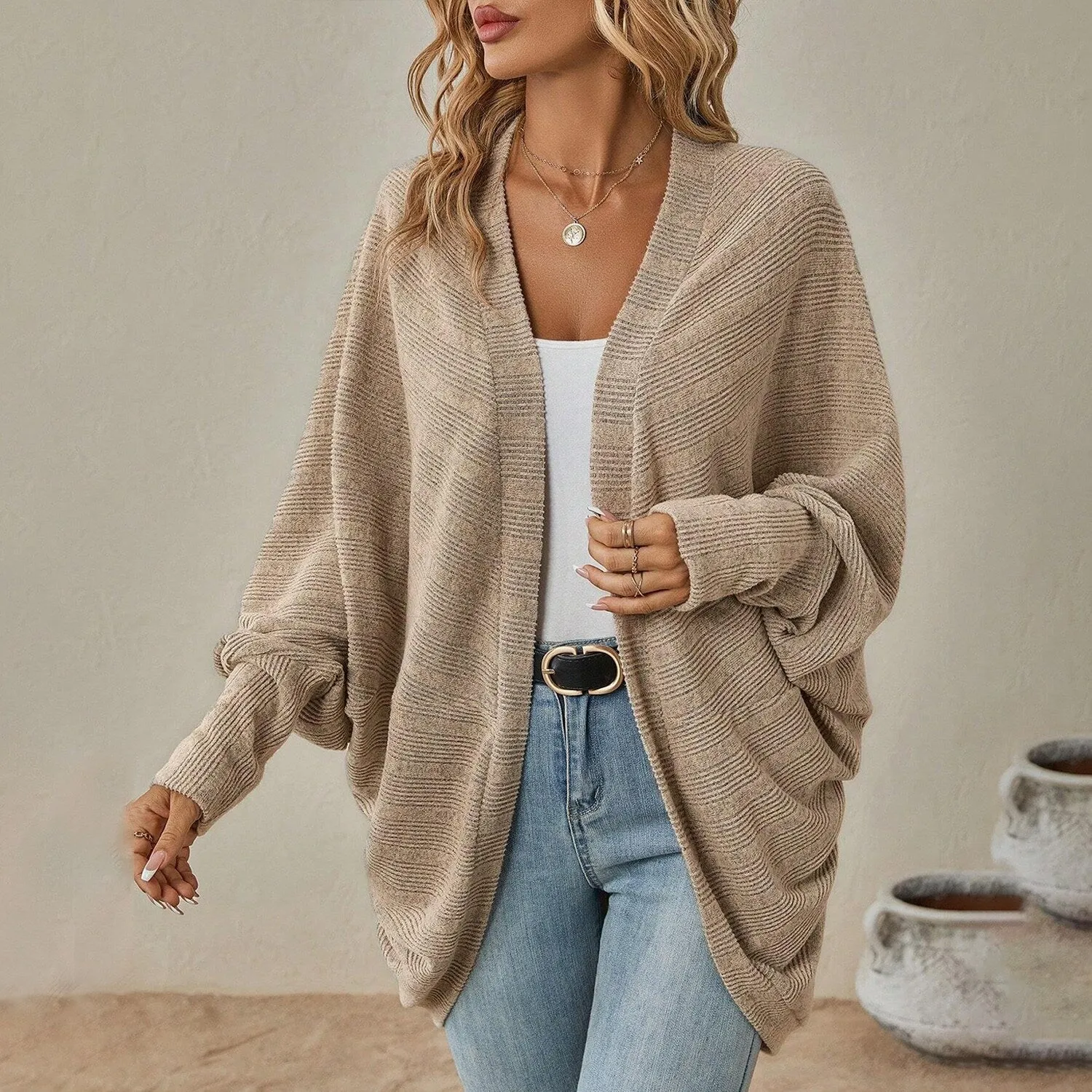 Khaki Dolman Sleeve Cardigan sold by Zulily product image thumbnail 3