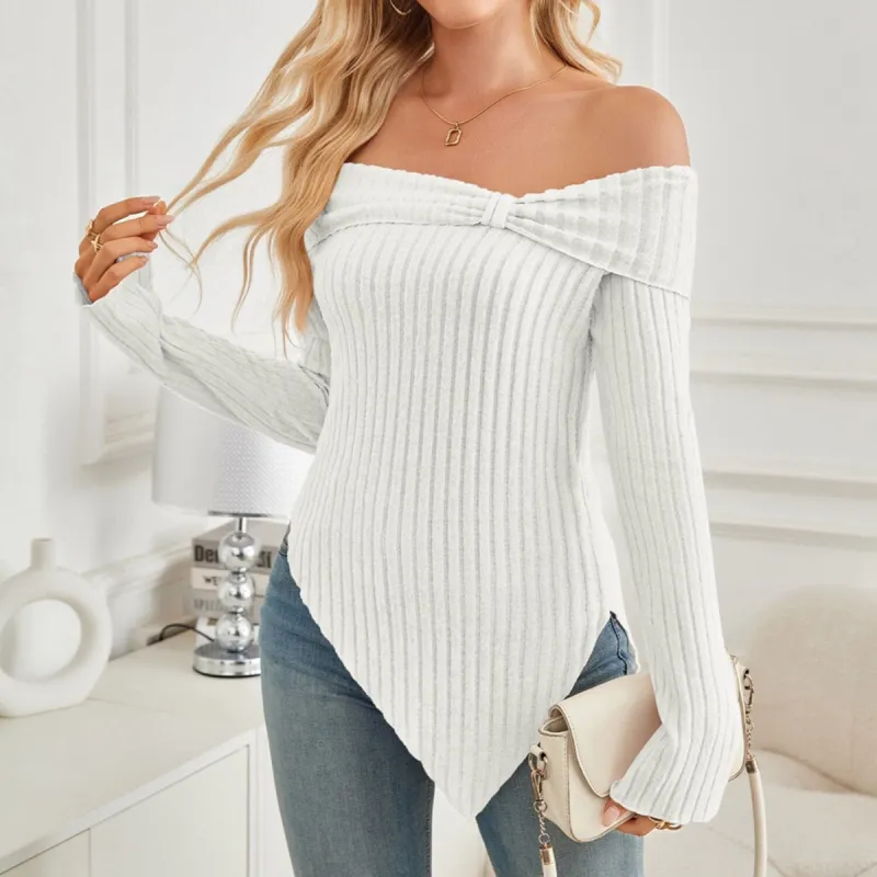 White Off-shoulder Asymmetrical-Hem T-Shirt sold by Zulily