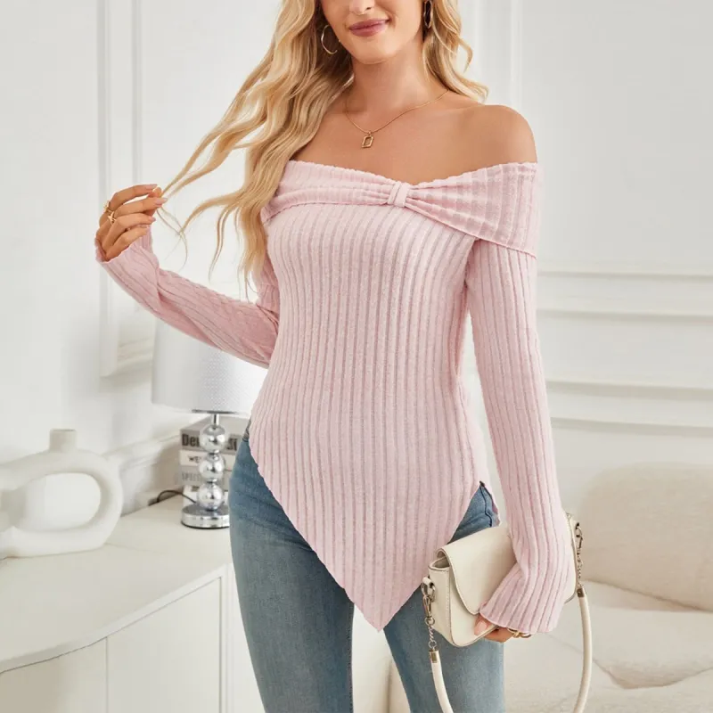 Pink Off-shoulder Asymmetrical-Hem T-Shirt sold by Zulily
