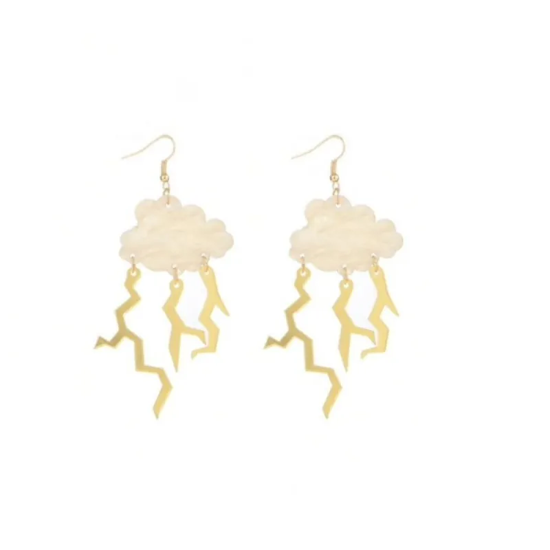 Cloud With Lightning Bolts Drop Earrings made by Zulily