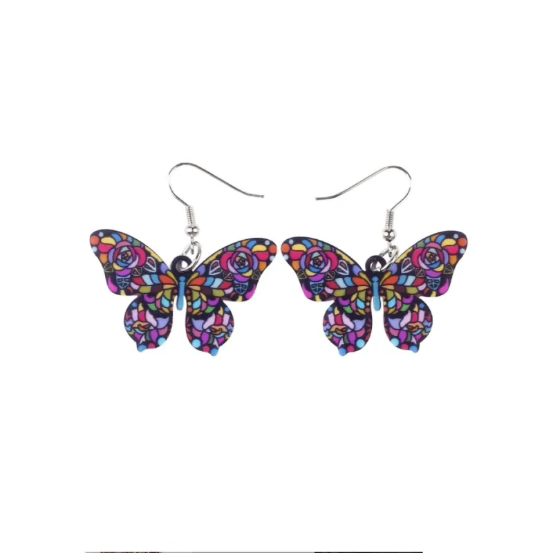 Multi Colored Mosaic Butterfly Drop Earrings sold by Zulily