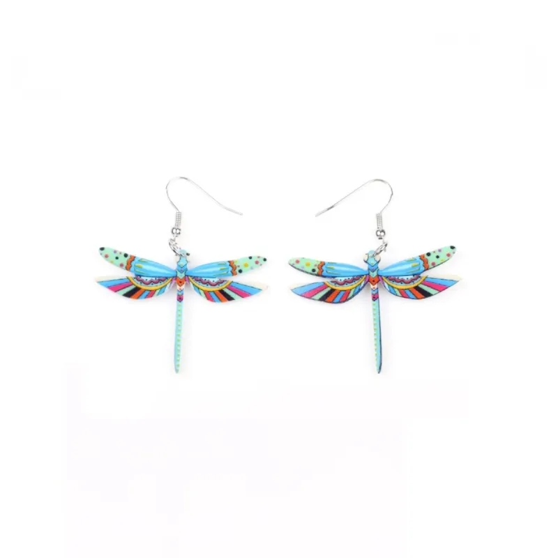 Multi Colored Dragonfly Drop Earrings sold by Zulily