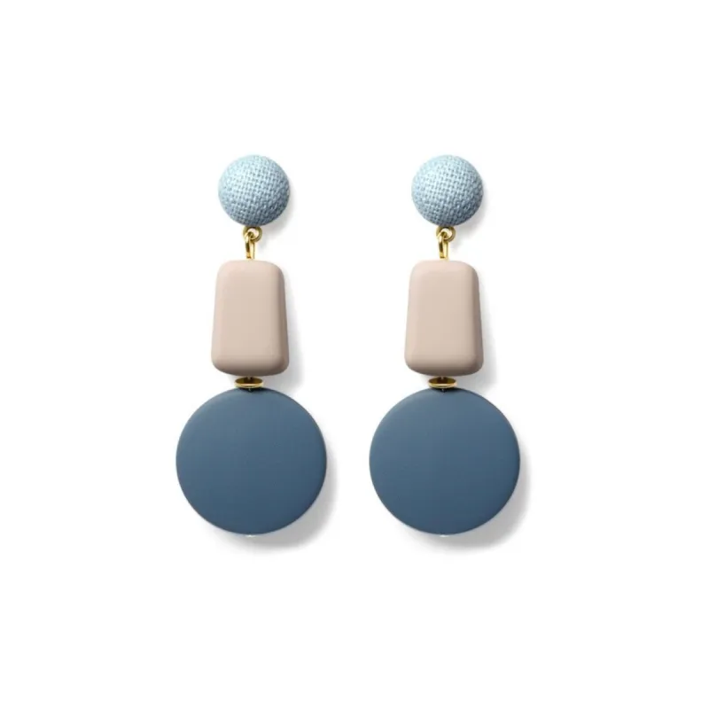 Muted Blue Goldtone Circular Drop Earrings sold by Zulily