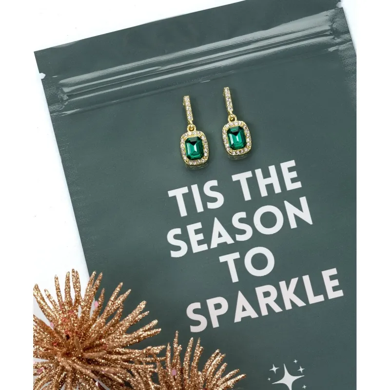 Green Goldtone Crystal Pave Drop Earrings sold by Zulily
