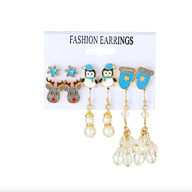 Goldtone Winter Themed Set Of 6 Earrings sold by Zulily